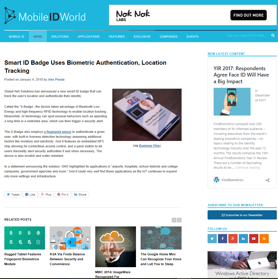 Smart ID Badge Uses Biometric Authentication, Location Tracking