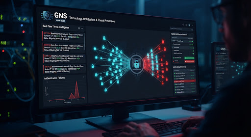 Hacker attempting rapid credential brute force dictionary attack shown as red and cyan lock vectors in deep shadow technical atmosphere.